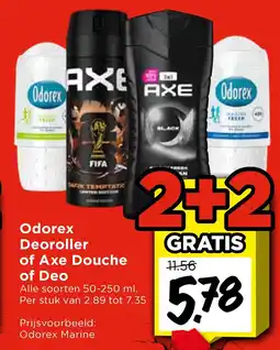 Vomar Voordeelmarkt Odorex Deoroller of Axe Douche of Deo aanbieding