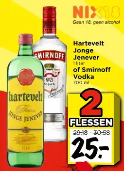 Vomar Voordeelmarkt Hartevelt Jonge Jenever of Smirnoff Vodka aanbieding