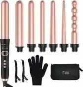 Bol.com Bestope 6 in 1 Krultang met opzetstukken - Keramische Haarkruller - 13 tot 32mm - Rosé goud aanbieding