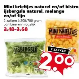 Coop Mini krieltjes naturel en/of bistro, ijsbergsla naturel, melange en/of fijn aanbieding