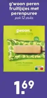 Coop g'woon peren fruitijsjes met perenpuree aanbieding