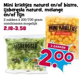 Boon`s Markt Mini krieltjes naturel en/of bistro. ijsbergsla naturel, melange en/of fijn aanbieding