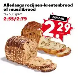 Coop Alledaags rozijnen-krentenbrood of mueslibrood aanbieding