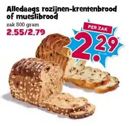 Boon`s Markt Alledaags rozijnen-krentenbrood of mueslibrood aanbieding