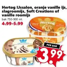 Coop Hertog IJssalon, oranje vanille ijs, slagroomijs, Soft Creations of vanille roomijs aanbieding