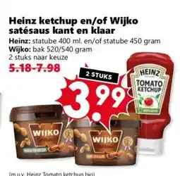 Coop Heinz ketchup en/of Wijko satésaus kant en klaar aanbieding