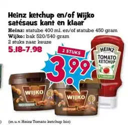 Boon`s Markt Heinz ketchup en/of Wijko satésaus kant en klaar aanbieding