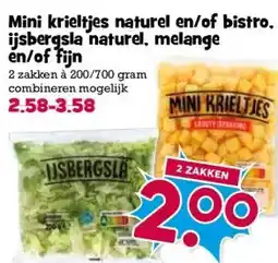 Boon`s Markt Mini krieltjes naturel en/of bistro. ijsbergsla naturel, melange en/of fijn aanbieding