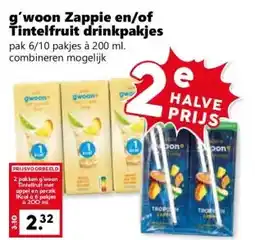 Coop g'woon Zappie en/of Tintelfruit drinkpakjes aanbieding