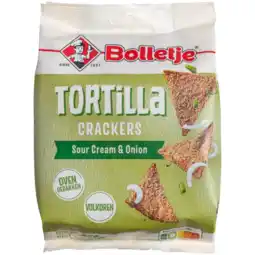 Albert Heijn Bolletje Tortilla crackers sour cream & onion aanbieding