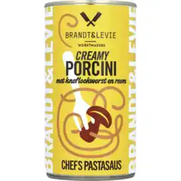 Albert Heijn Brandt & Levie Pastasaus porcini met knoflookworst aanbieding