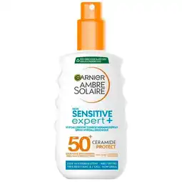 Trekpleister Garnier Ambre Solaire Sensitive Expert SPF50+ Zonnebrandspray aanbieding