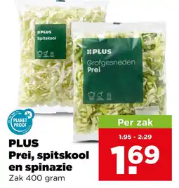 PLUS Plus prei en spinazie aanbieding