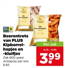 PLUS Boerentrots van plus kipborrelhapjes en -kluifjes aanbieding