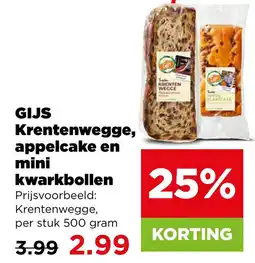 PLUS Gijs krentenwegge, appelcake en mini kwarkbollen aanbieding