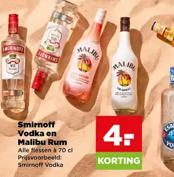 PLUS Smirnoff Vodka en Malibu Rum aanbieding