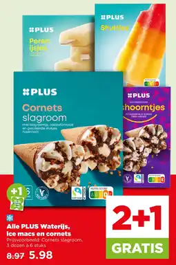 PLUS Alle plus waterijs, ice macs en cornets aanbieding