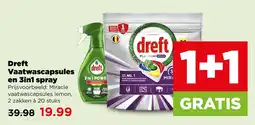 PLUS Dreft vaatwascapsules en 3in1 spray aanbieding