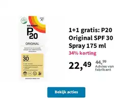 Plein.nl 1+1 gratis: P20 Original SPF 30 Spray 175 ml aanbieding