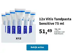 Plein.nl 12x Vitis Tandpasta Sensitive 75 ml aanbieding