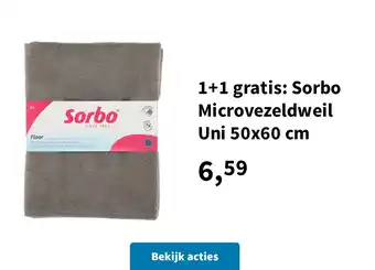 Plein.nl 1+1 gratis: Sorbo Microvezeldweil Uni 50x60 cm aanbieding