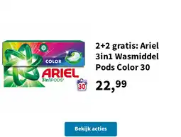 Plein.nl 2+2 gratis: Ariel 3in1 Wasmiddel Pods Color 30 aanbieding