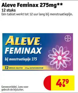 Kruidvat Aleve Feminax 275mg aanbieding