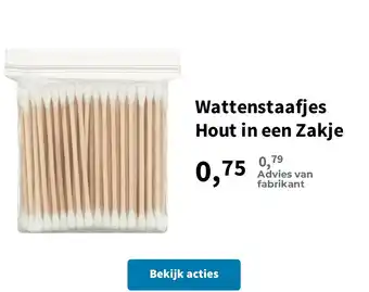 Plein.nl Wattenstaafjes Hout in een Zakje aanbieding