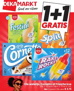 Dekamarkt Ola waterijs, Cornetto of Friesche koe aanbieding