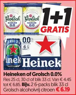 Dekamarkt Heineken of Groslsch 0.0% aanbieding