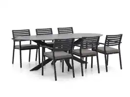 Kees Smit Bellagio Rumo/Furato ellips 200cm dining tuinset 7-delig stapelbaar aanbieding