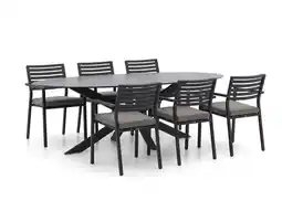 Kees Smit Bellagio Rumo/Furato ellips 200cm dining tuinset 7-delig stapelbaar aanbieding