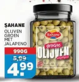 Sahan Supermarkten Sahane groene olijven met jalapeno aanbieding