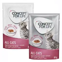 Zooplus 24x85g Gemengd Gelei & Saus All Cats in Saus en Gelei Concept for Life Kattenvoer aanbieding