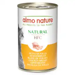 Zooplus 12 x 140 g + 6 x 140 g gratis! Almo Nature HFC Natural natvoer voor katten 18 x 140 g - Kipfilet aanbieding