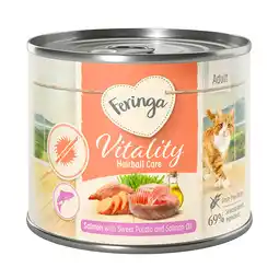 Zooplus 12x200g Feringa Vitality Hairball Care anti-haarbal zalm natvoer voor katten aanbieding