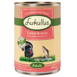 Zooplus 6x400g Adult Kalkoen & Forel Lukullus Natuurkost Graanvrij Hondenvoer droog aanbieding