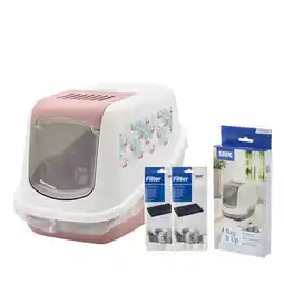 Zooplus Savic Kattenbak Nestor Impression Flamingo Startersset: Kattenbak Roze / Wit aanbieding