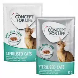 Zooplus 24x85g Gemengd Gelei & Saus Sterilised in Saus en Gelei Concept for Life Kattenvoer aanbieding