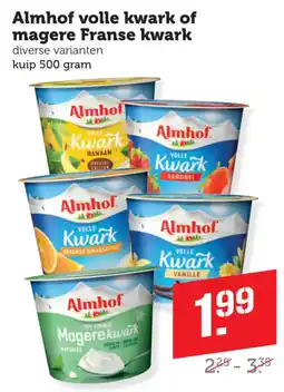 Coop Almhof volle kwark of magere Franse kwark aanbieding