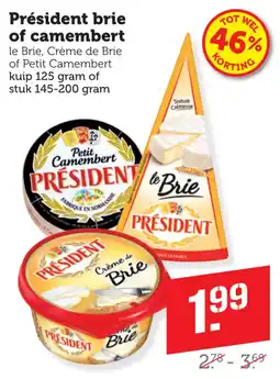 Coop président le brie of petit camembert of crème de brie aanbieding