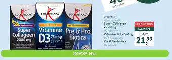 Holland & Barrett Lucovitaal Super Collageen 2000g Vitamine D3 75 Mcg Pre & Probiotica aanbieding