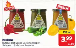 Die 2 Brüder Kesbeke Dutchie Hot Sauce Carolina Reaper, Jalapeno of Madam Jeanette aanbieding