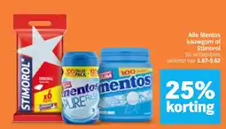 Albert Heijn Alle Mentos kauwgum of Stimorol aanbieding