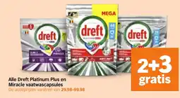 Albert Heijn Alle Dreft Platinum Plus en Miracle vaatwascapsules aanbieding