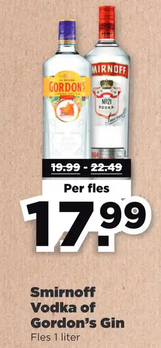 PLUS Smirnoff Vodka of Gordon's Gin aanbieding