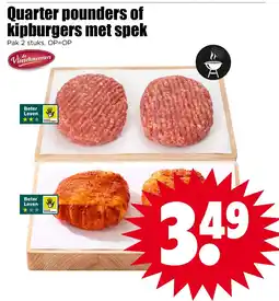 Dirk de Vleeschmeesters quarter pounders of kipburgers met spek aanbieding