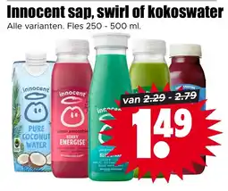 Dirk Innocent sap, swirl of kokoswater aanbieding