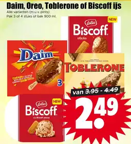Dirk Daim, Oreo, Toblerone of Biscoff ijs aanbieding
