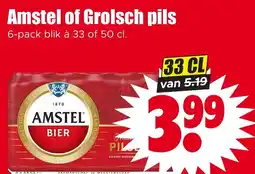 Dirk Amstel of Grolsch pils aanbieding